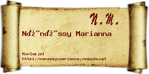 Nánássy Marianna névjegykártya