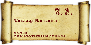 Nánássy Marianna névjegykártya
